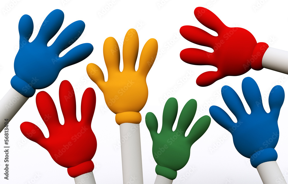 Fototapeta premium 3D colorful cartoon hands