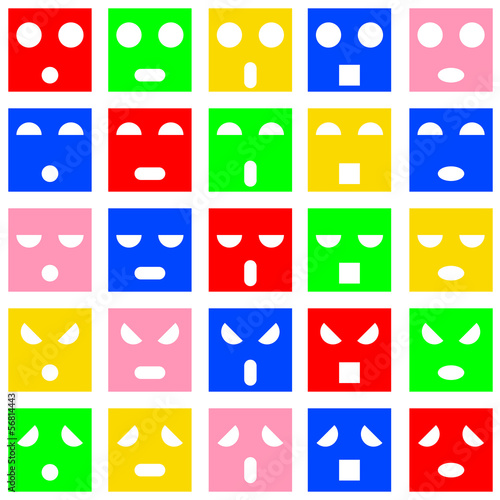 Icons of smiley emotion faces. Vector illustration.