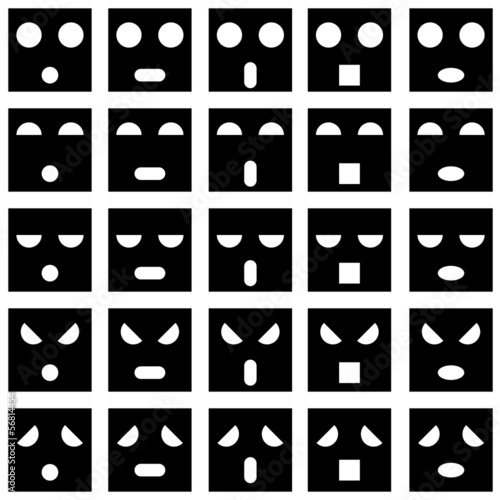 Icons of smiley emotion faces. Vector illustration.
