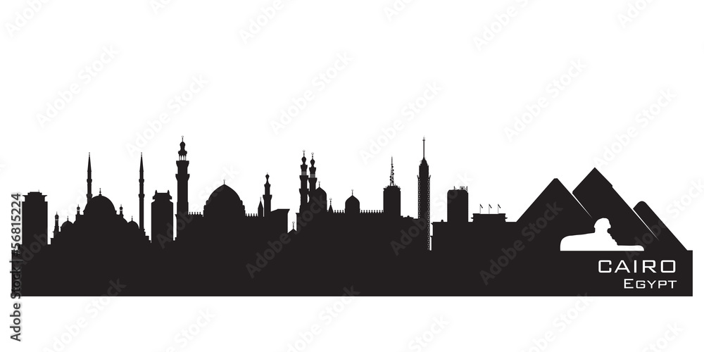 Cairo Egypt skyline Detailed vector silhouette