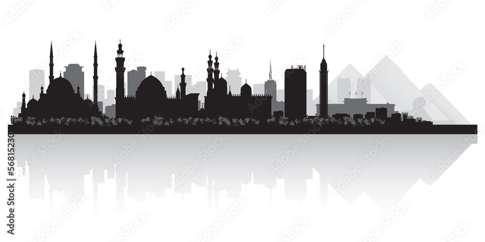 Cairo Egypt city skyline vector silhouette