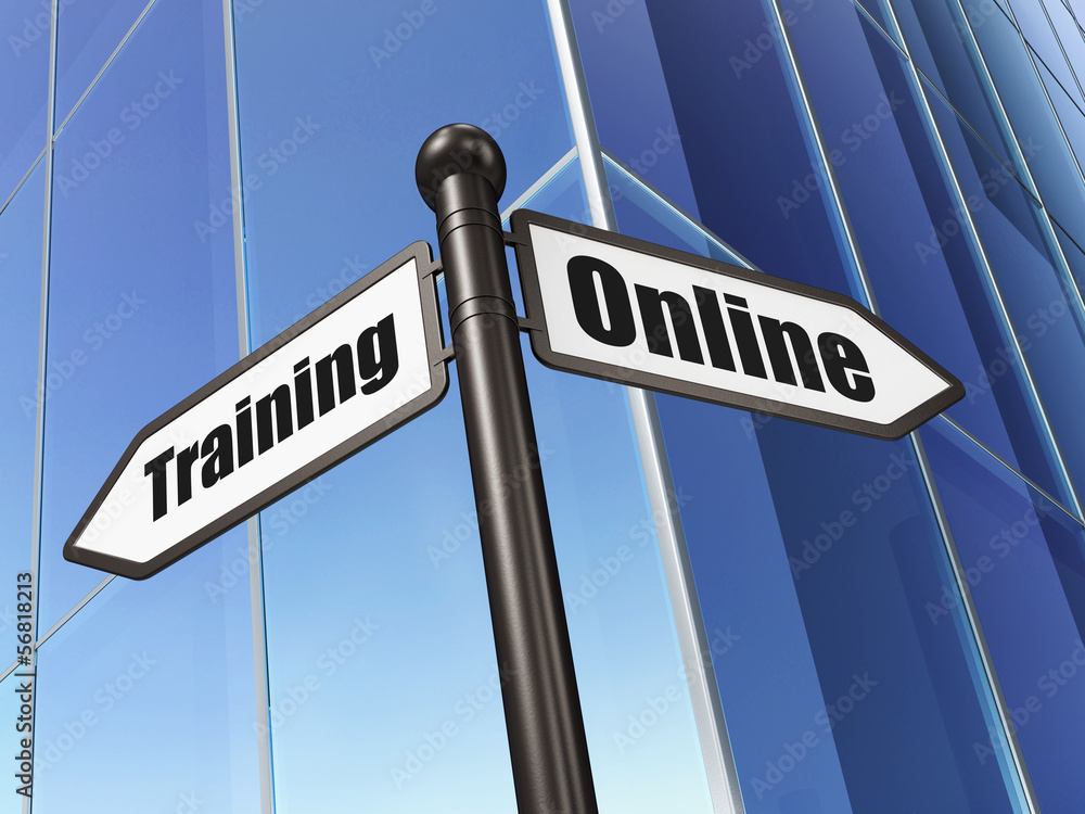Education concept: Online Training on Building background