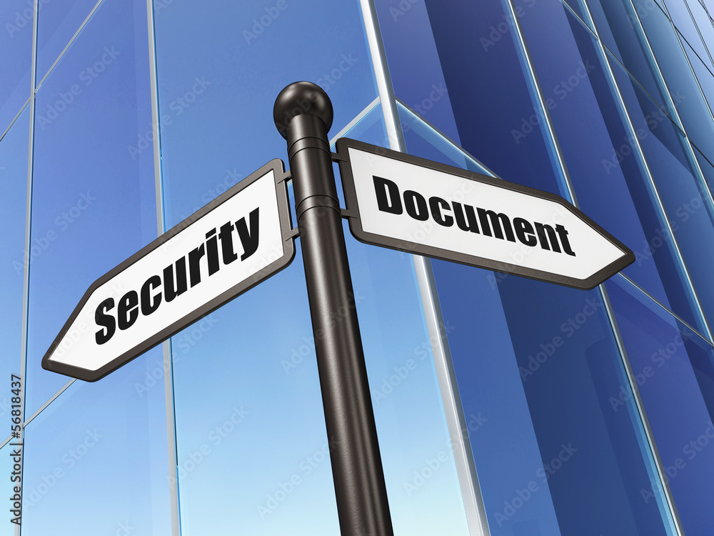 Safety concept: Document Security on Building background