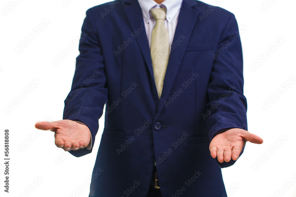 Businessman hand holding blank