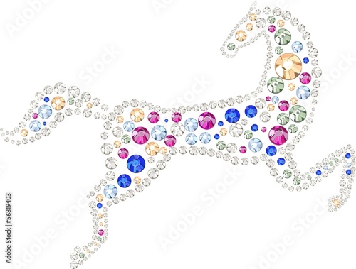 The horse made of multicolored rhinestones