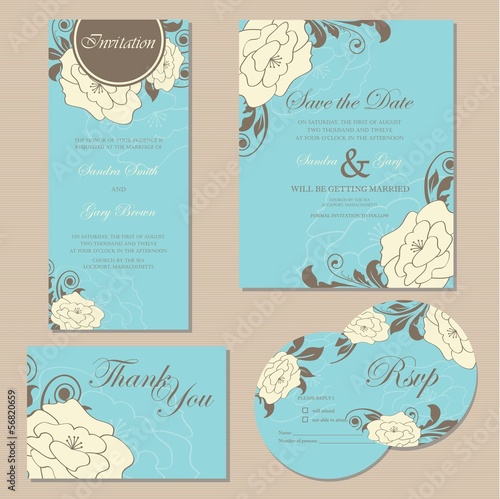 Beautiful vintage wedding invitation cards