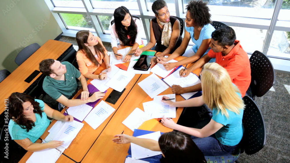 African American Female Tutor Class Multi Ethnic Students Overhead African American Female Tutor Class Multi Ethnic Students Overhead