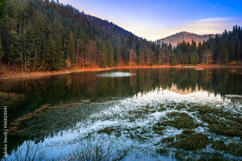 autumn evening on mountain lake autumn evening on mountain lake