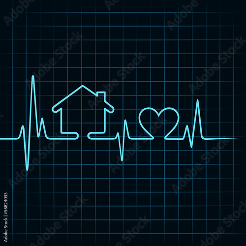 Heartbeat make a home and heart icon stock vector