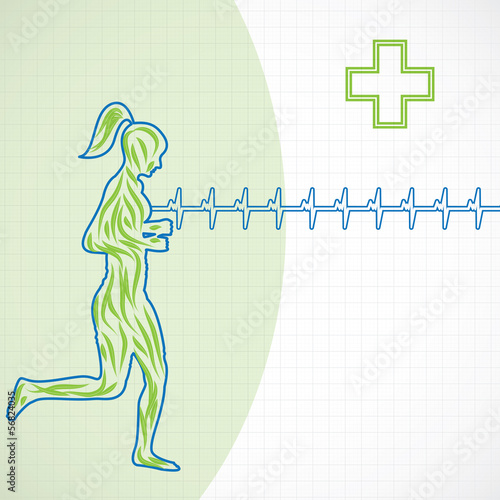 Woman running medical background