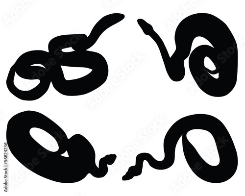 Black silhouettes of snakes, vector