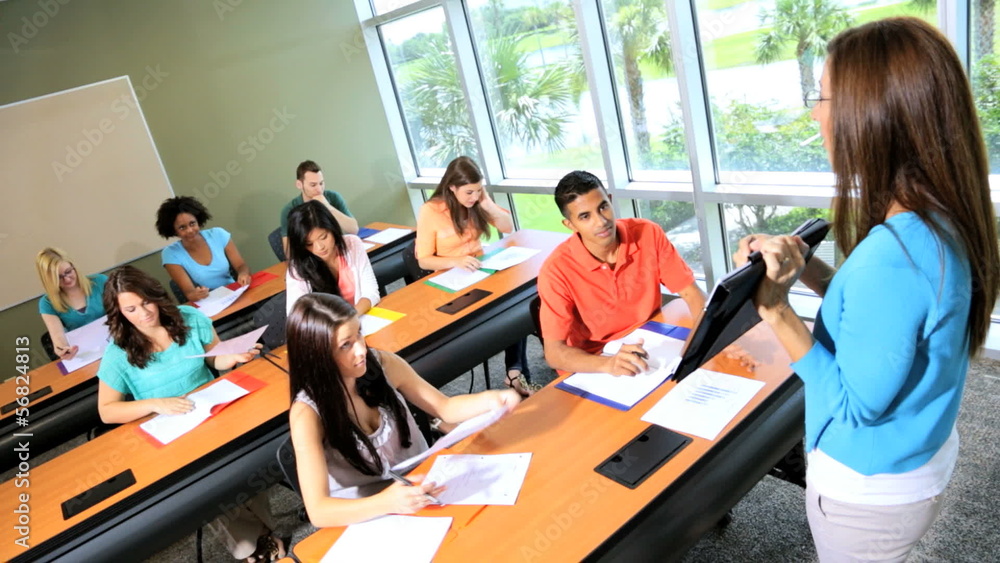 Class Multi Ethnic Students Modern Campus Classroom Class Multi Ethnic Students Modern Campus Classroom