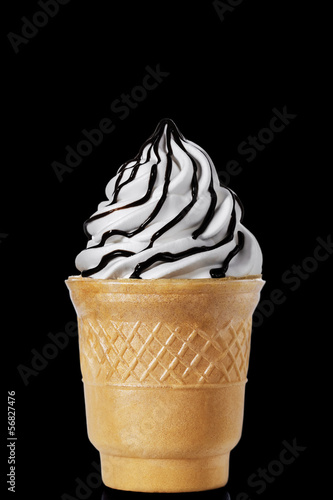 white ice-cream cone with chocolate