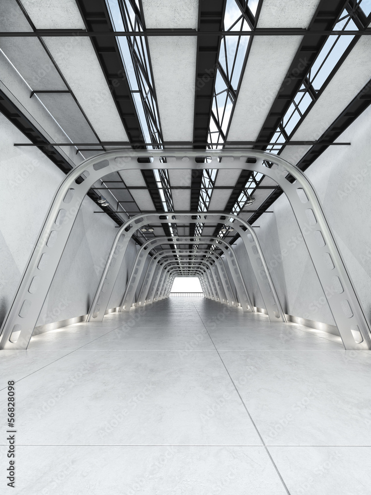 Fototapeta premium Modern futurisitc interior of a hall or walkway