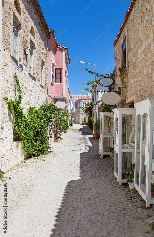 Traditional alley in Alacati, Izmir province, Turkey