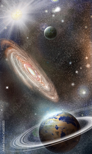 Fototapeta Planets and galaxies in space