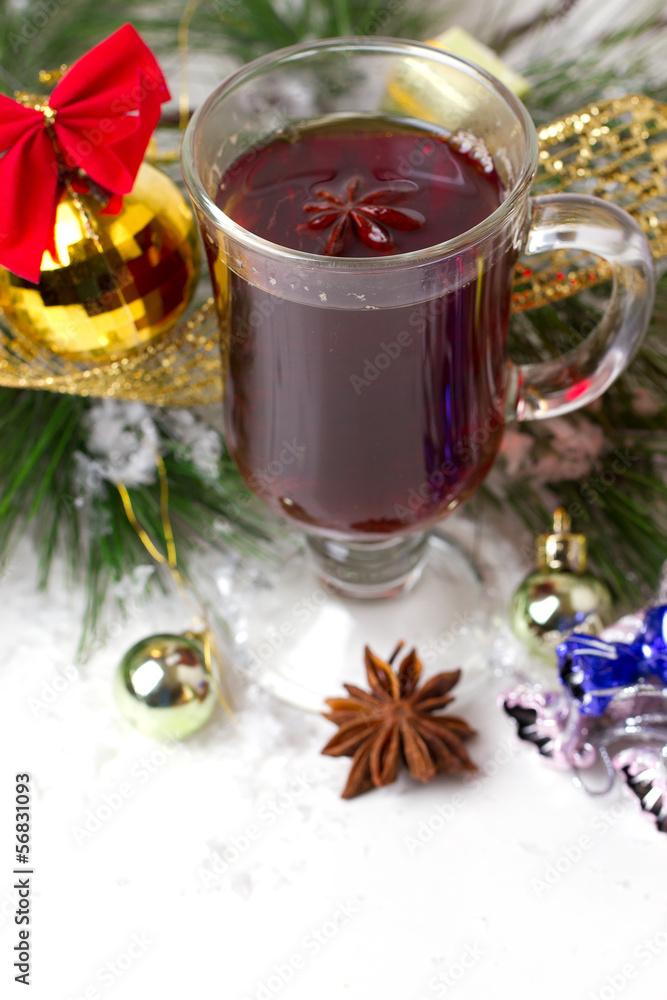 Christmas mug with tea decorated Christmas mug with tea decorated