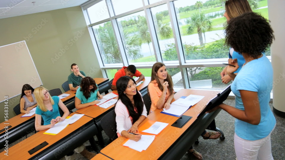 Class Multi Ethnic Students Modern Campus Classroom Class Multi Ethnic Students Modern Campus Classroom