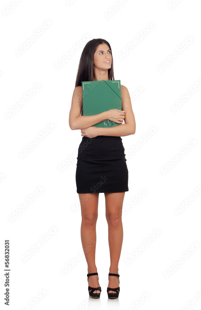 Attractive girl with folder Attractive girl with folder