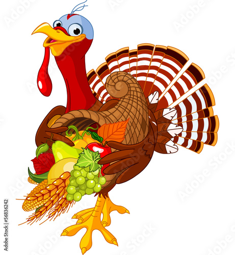 Turkey with cornucopia