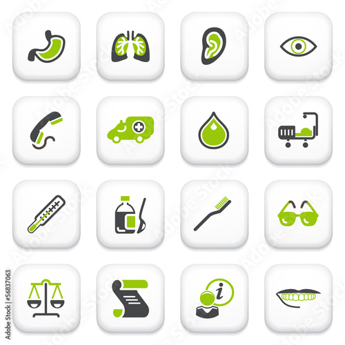 Medicine icons. Green gray series.