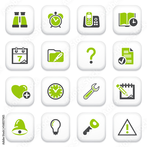 Organizer icons. Green gray series.