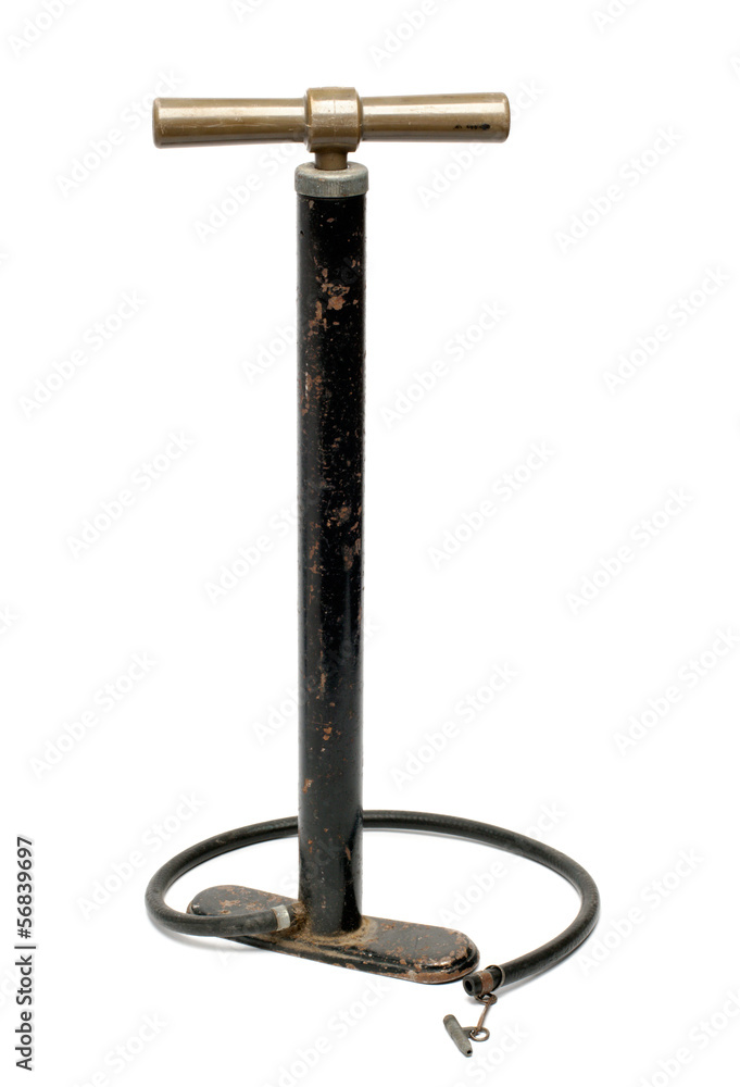 old soviet air pump isolated on white old soviet air pump isolated on white