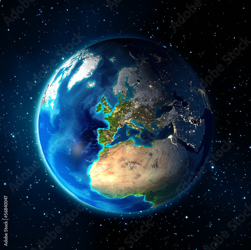 earth in the space - Universe background - Europe