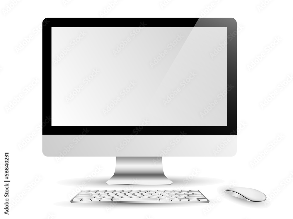 Computer display , Keyboard , Mouse isolated on white Computer display , Keyboard , Mouse isolated on white