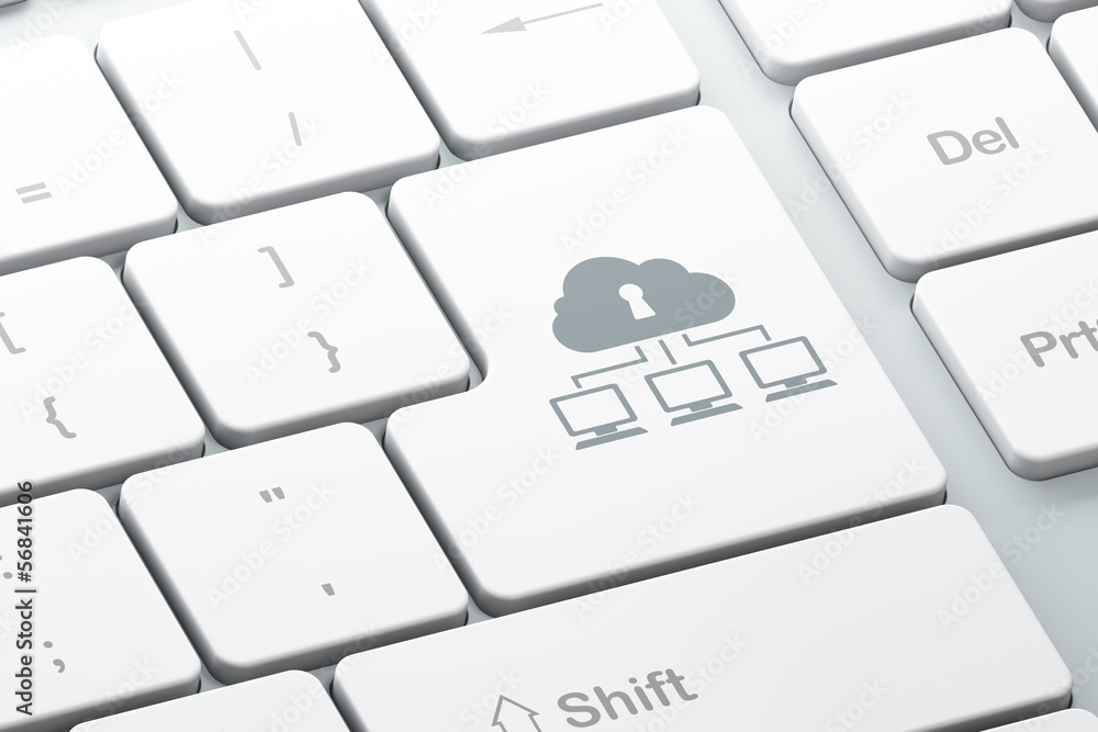 Cloud networking concept: Cloud Network on computer keyboard bac Cloud networking concept: Cloud Network on computer keyboard bac