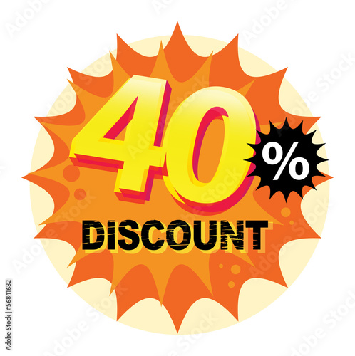 Abstract label or sticker with the text 40 percent Discount