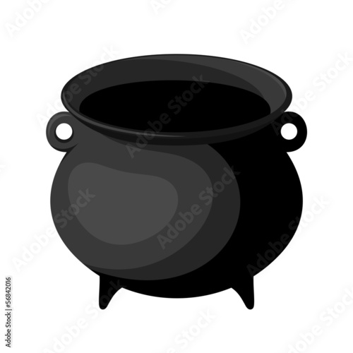 Black witches cauldron. Vector illustration.