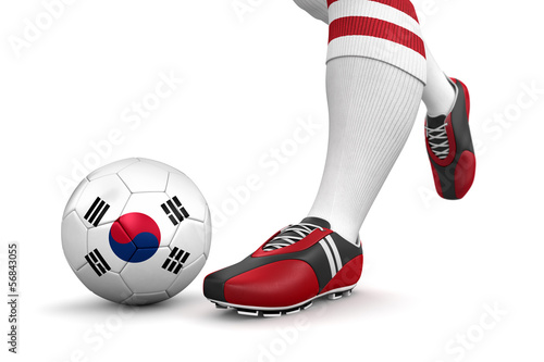 Man and soccer ball with South Korean flag