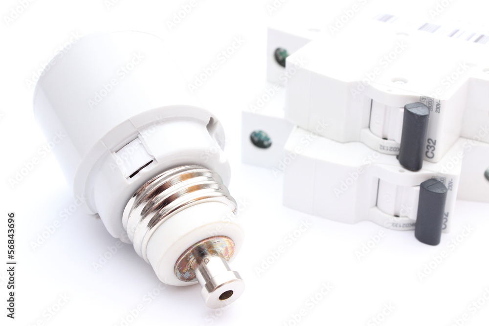 Electric fuse and switch isolated on white background Electric fuse and switch isolated on white background