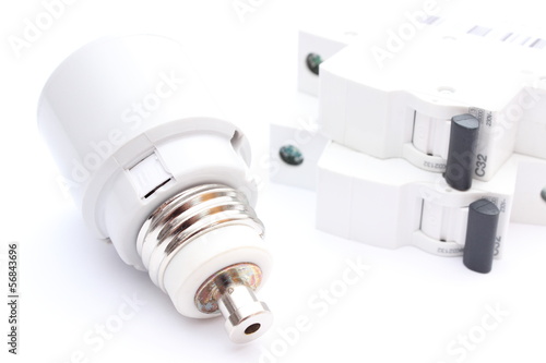 Electric fuse and switch isolated on white background