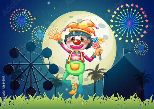 A clown at the amusement park