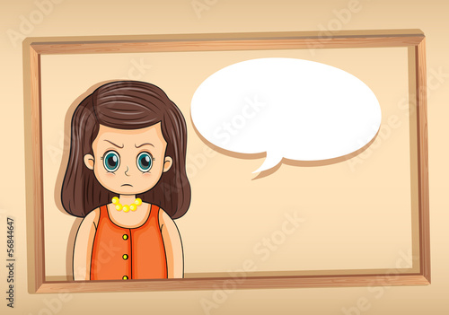 A frame with an angry girl having an empty callout