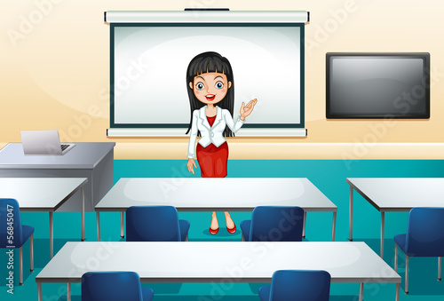 A girl in a conference room