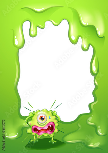 A border design with a crying one-eyed monster