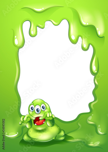 A green border design with a scary green monster