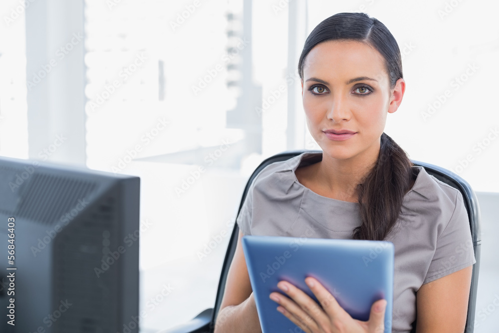 Calm attractive secretary using tablet pc Calm attractive secretary using tablet pc