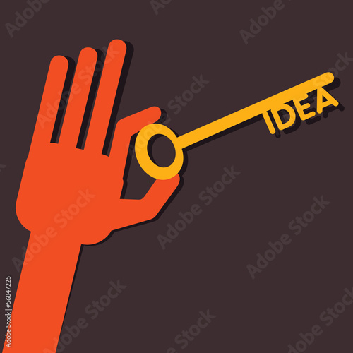 Idea key in hand stock vector