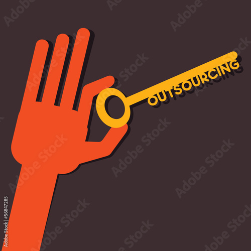 Outsourcing key in hand stock vector