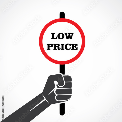 low price word banner hold in hand stock vector