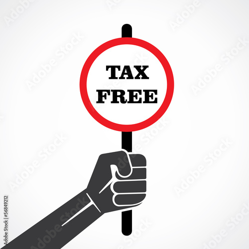 tax free word banner hold in hand stock vector