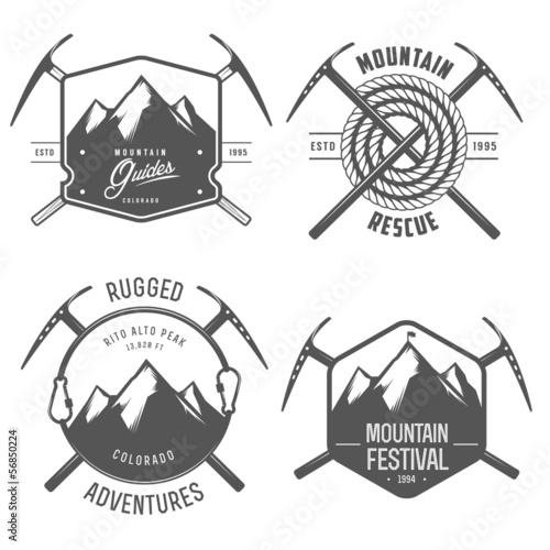 Set of vintage mountain explorer labels and badges