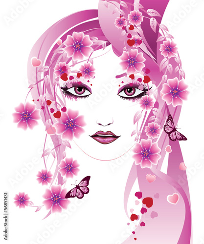 Fototapeta Naklejka Na Ścianę i Meble -  Pink floral girl