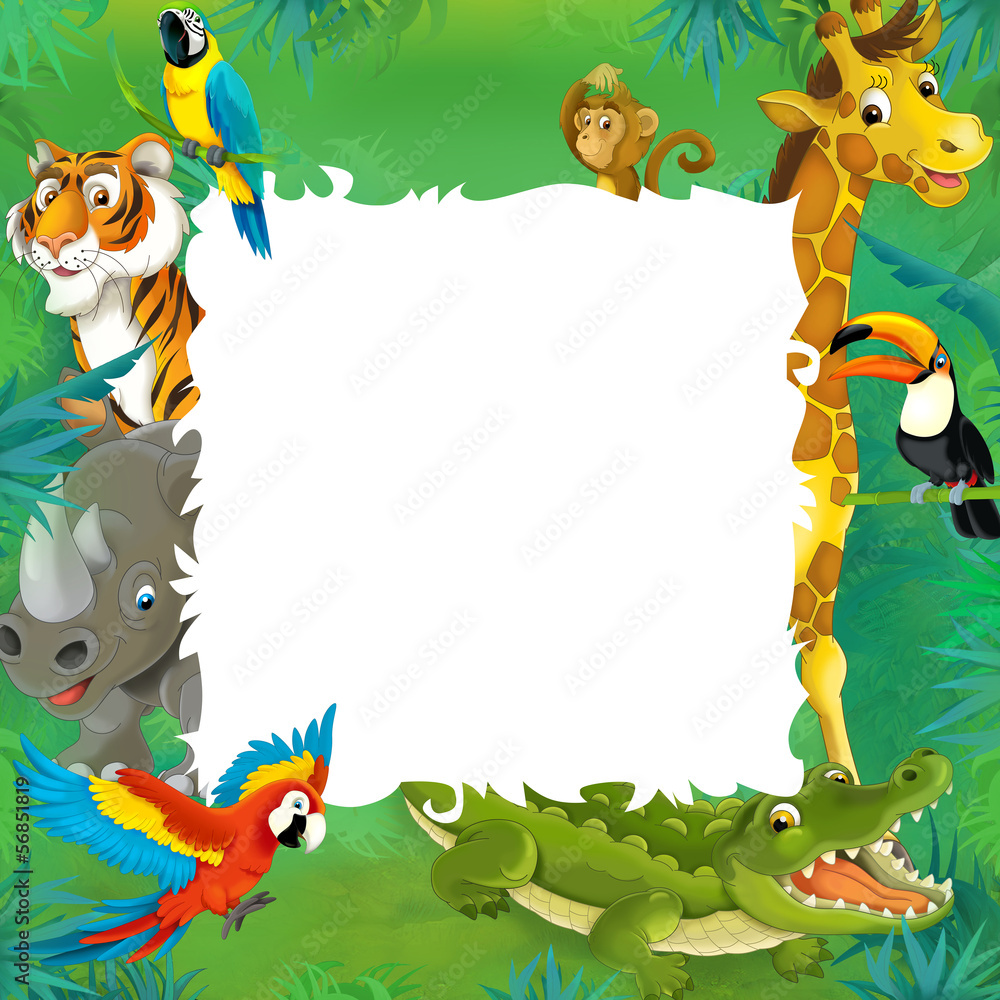Cartoon safari - jungle - frame border template Stock Illustration | Adobe  Stock