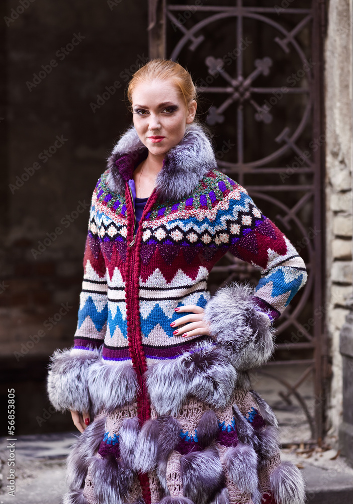 girl in a knitted coat