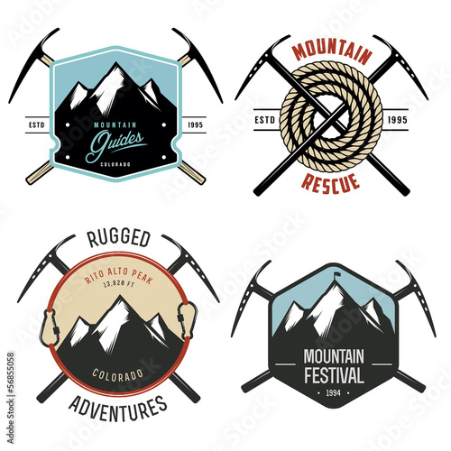 Set of vintage mountain explorer labels and badges